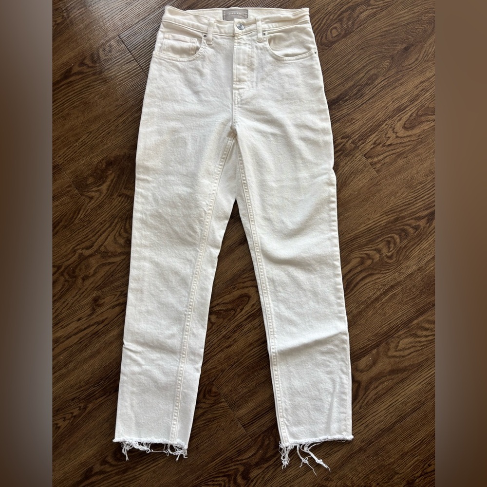 Everlane High Rise Straight Jean in White